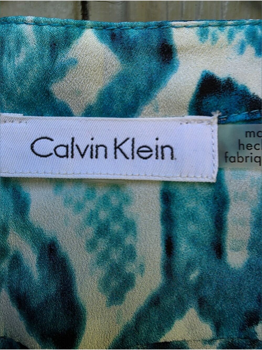 Calvin Klein Aqua Snake Print Blouse Large #BL1 - Picture 4 of 13